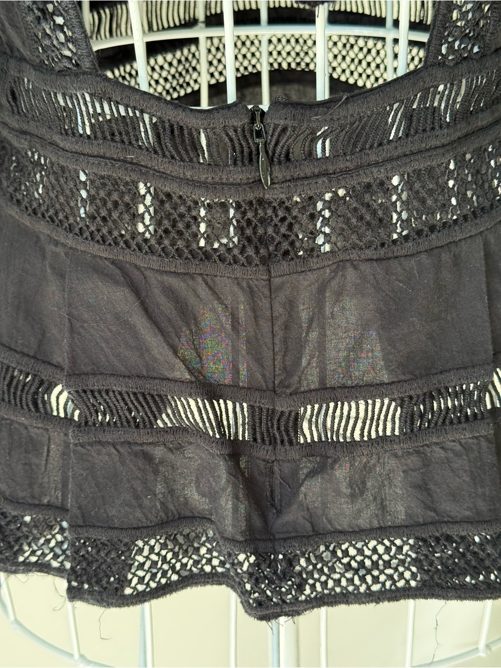 Sea New York Black Lace Crochet Peplum Blouse Top Long Sleeve Size 0 Boho - Picture 3 of 10